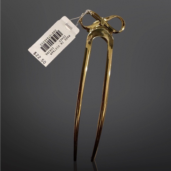 J.Crew Gold Bow french hair pin - Picture 2 of 5